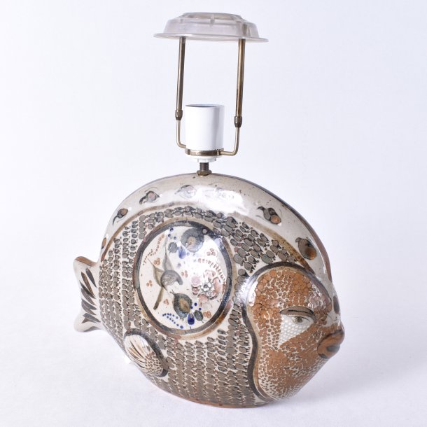 Bord Fiskelampe. 35 cm. Mexicansk, rustik Folkekunst. Ken Edwards Pottery.