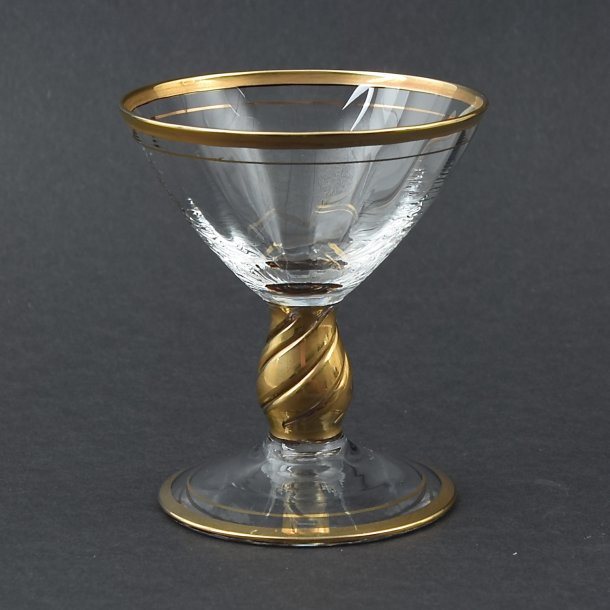 Likr. 8 cm. Idaglas med guld. Holmegaard Glasvrk.