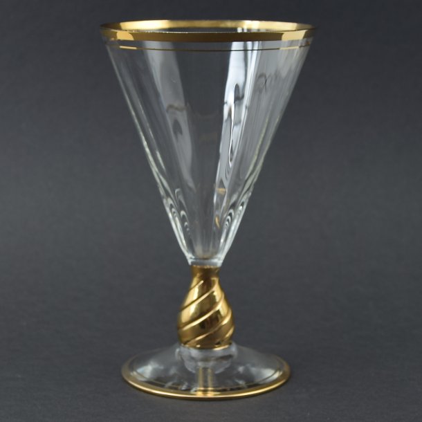 Rdvin. 15 cm. Idaglas med guld. Holmegaard Glasvrk.