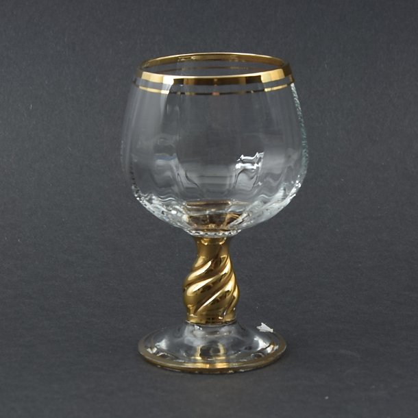 Cognac. 9 cm. Idaglas med guld. Holmegaard Glasvrk.