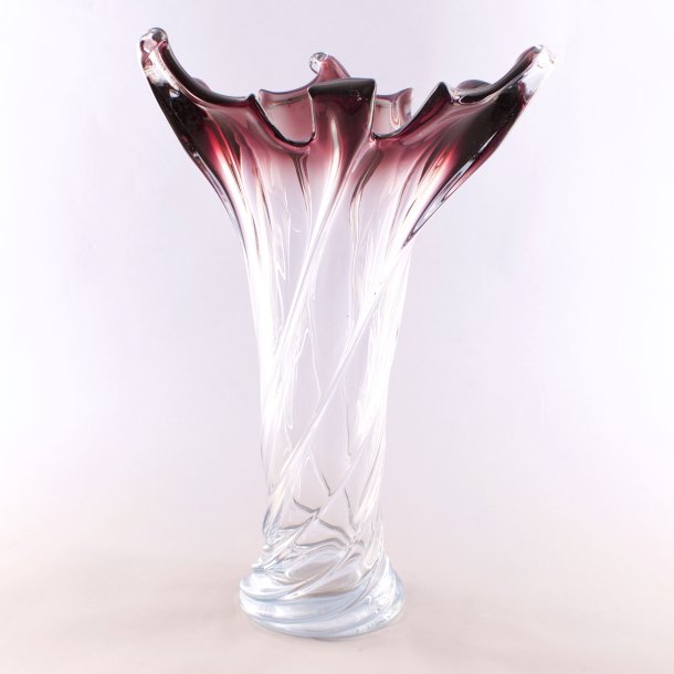 Glasvase i farvet glas. 40  cm. Murano (antagelig, ikke sign)