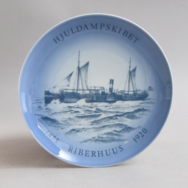 Skibsplatte 1982. Hjuldampskibet Riberhuus. 18 cm. Bing og Grndahl.
