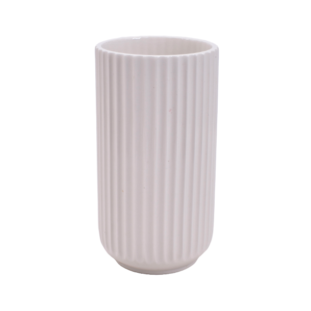 Lyngby Vase med rillet korpus. 21 cm. Lyngby Porceln.