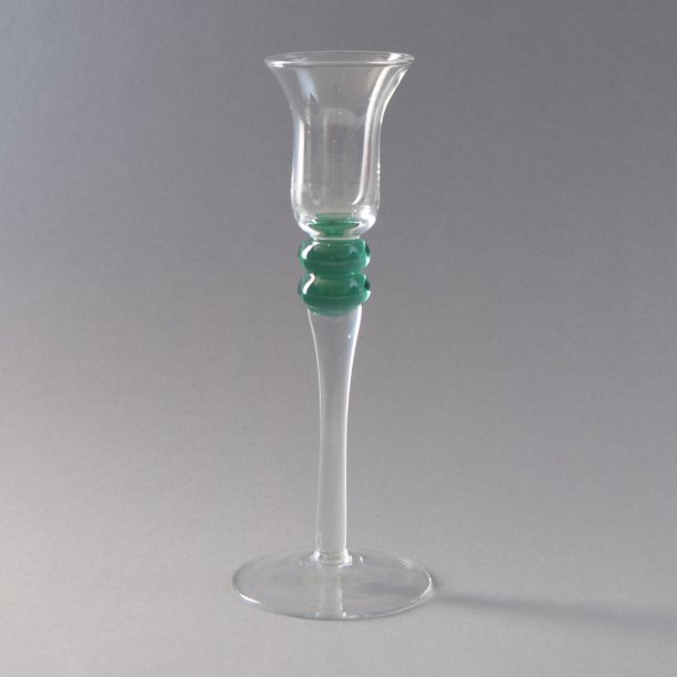 Lysestage i glas. 17,5 cm. Anja Kjr &amp; Darryle Hintzs vrksted.